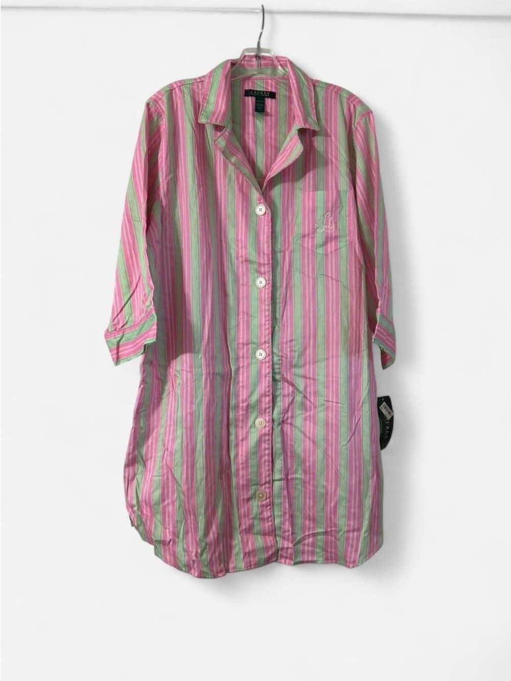 Ralph Lauren Pink & Mint Green Striped Button-Up Shirt